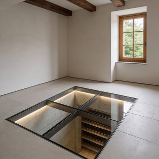 Plancher de verre avec châssis
